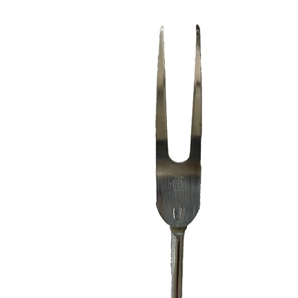Ekco Meat Fork Utensil Carving USA Chrome Shaft Wood Handle 13" Kitchen Vintage - Picture 5 of 14